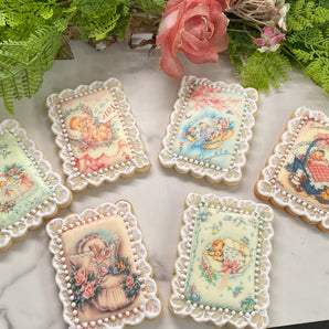 Vintage Baby Girl Shower Cookies