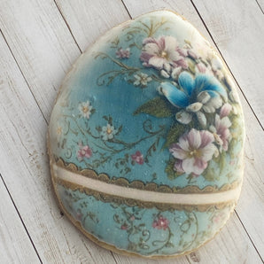 French Floral Easter Egg Cookies