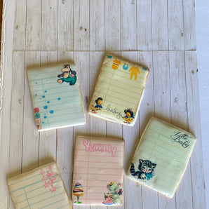 Galletas de bloc de notas de bebé vintage