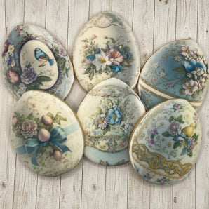 French Floral Easter Egg Cookies